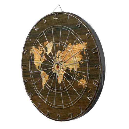 Houten Wereldkaart Dartbord (Voorkant Rechts)