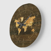 Houten Wereldkaart Grote Klok (Hoek)