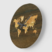 Houten Wereldkaart Grote Klok (Hoek)