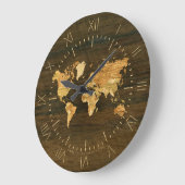 Houten Wereldkaart Grote Klok (Hoek)