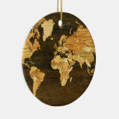 Houten Wereldkaart Keramisch Ornament (Rechts)