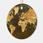 Houten Wereldkaart Keramisch Ornament (Links)