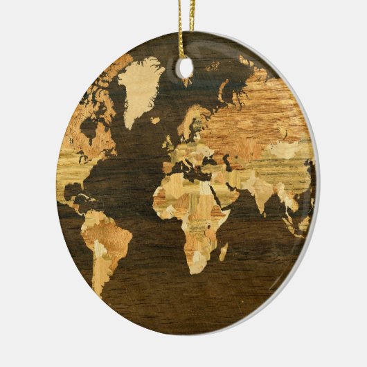 Houten Wereldkaart Keramisch Ornament (Links)