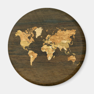 Houten Wereldkaart Magneet