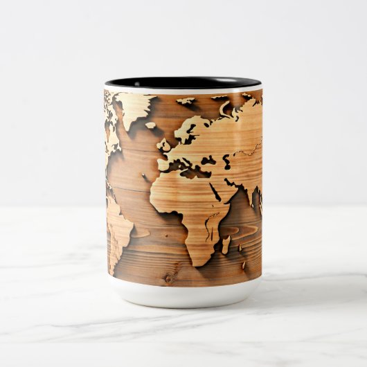 Houten Wereldkaart Mok (Center)