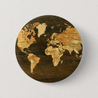 Houten Wereldkaart Ronde Button 5,7 Cm