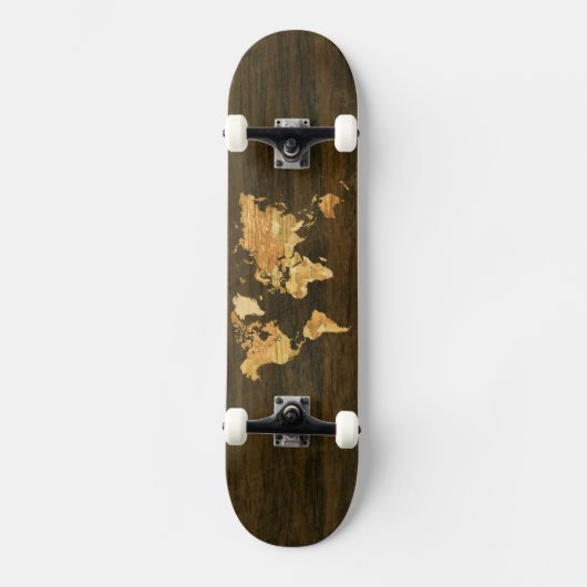 Houten Wereldkaart Skateboard (Voorkant)
