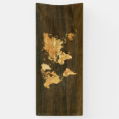 Houten Wereldkaart Spandoek (Verticaal)