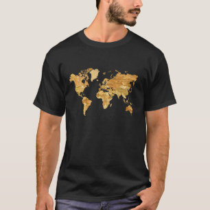 Houten Wereldkaart T-shirt