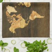 Houten Wereldkaart Theedoek (Gevouwen)