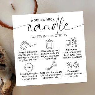 Houten Wick Candle Care Dank u kaart Elegant Vierkante Visitekaartje