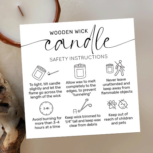 Houten Wick Candle Care Dank u kaart Elegant Vierkante Visitekaartje