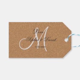 Houten Wijnkurk Trouw Monogram Cadeaulabel