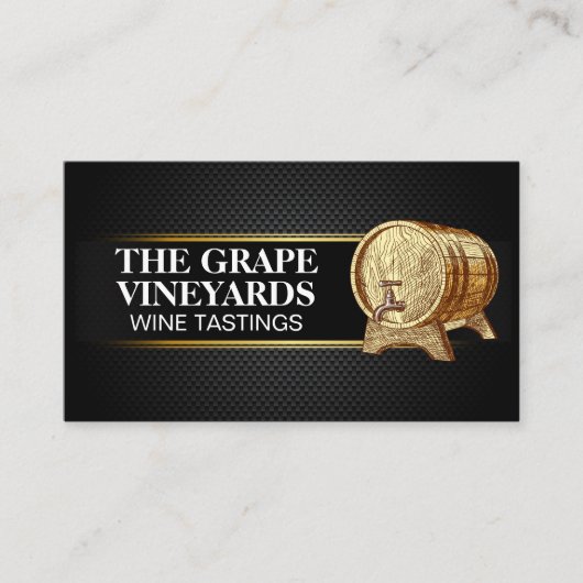 Houten wijnvat | Zwart koolstofvezelpatroon Visitekaartje (Voorkant)