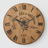 Houten Wilde Roos Wandklok voor Moeder (Voorkant)