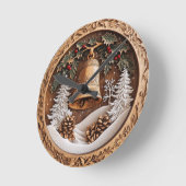 Houten winterbel, handgemaakt AI-ontwerp Klok (Hoek)