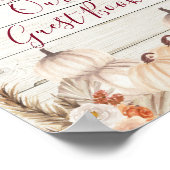 Houten Witte Crème Pompoen Gelieve Ons Gast Te Ond Poster (Hoek)