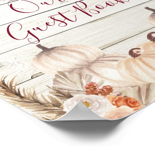 Houten Witte Crème Pompoen Gelieve Onze Gast Te On Poster (Hoek)