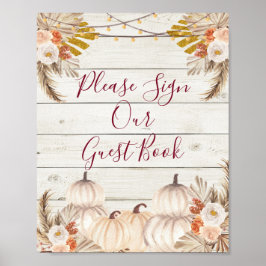 Houten Witte Crème Pompoen Gelieve Onze Gast Te On Poster