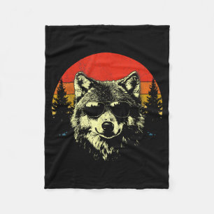 Houten Wolf Gezicht Portret Vervuild Grafisch Vint Fleece Deken