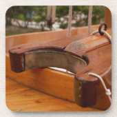 Houten zeilboot Boom W Yoke Bier Onderzetter (Voorkant)