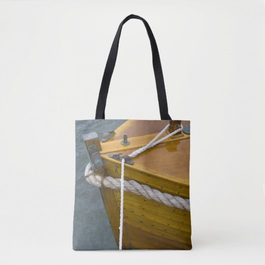 Houten zeilboot in water tote bag (Voorkant)
