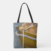 Houten zeilboot in water tote bag (Achterkant)