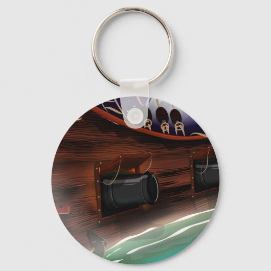 Houten zeilschip kanon sleutelhanger (Voorkant)