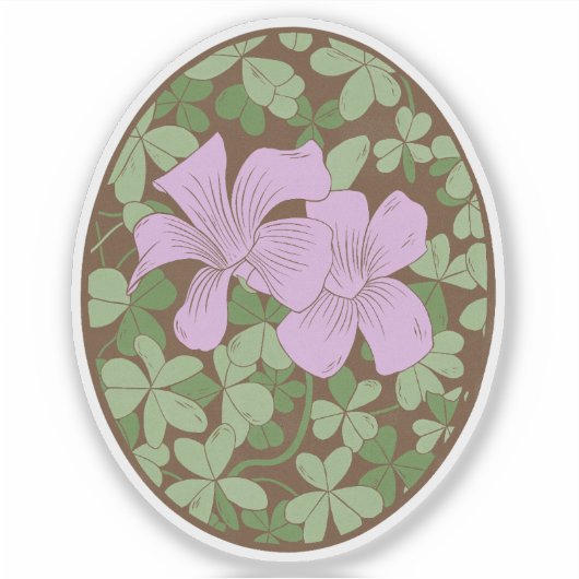 Houten Zuring Botanische Woodblock Style Sticker (Voorkant)