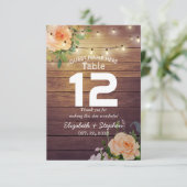 Houtenbloem Strijdlampjes Wedding Place Table No. Kaart (Staand voorkant)