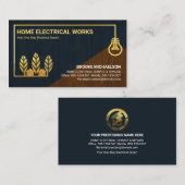 Houtextuur Gold Home Bulb-bedrading elektricien Visitekaartje (Voorkant / Achterkant)