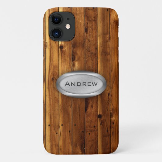 Houtextuur Patroon Metaalplaat Case-Mate iPhone Case (Achterkant)