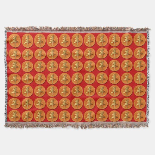 Houtgeit Ram Chinese jaar Zodiac Throw Blanket 1 Deken (Voorkant)