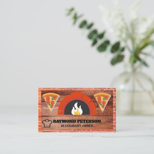 Houtgestookte bakstenen oven | Hout | Pizzapointen Visitekaartje (Staand voorkant)