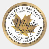 Houtgestookte gouden ahornsiroop label geel blad (Voorkant)