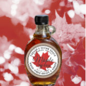Houtgestookte Kraft Maple Syrup Label Red Maple Le