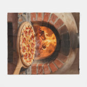 Houtgestookte Pepperoni Pizza Rustieke Italiaanse Fleece Deken (Voorkant (Horizontaal))