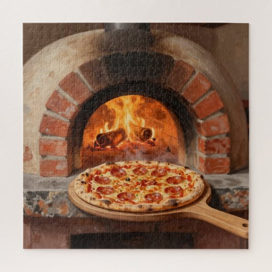Houtgestookte Pepperoni Pizza Rustieke Italiaanse Legpuzzel (Verticaal)