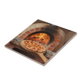 Houtgestookte Pepperoni Pizza Rustieke Italiaanse Tegeltje (Zijkant)