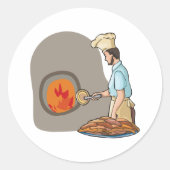 Houtgestookte Pizza Oven Chef Ronde Sticker (Voorkant)