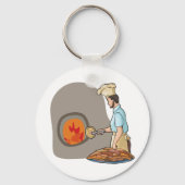 Houtgestookte Pizza Oven Chef Sleutelhanger (Voorkant)