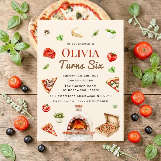 Houtgestookte Pizza Verjaardagsfeest Kaart