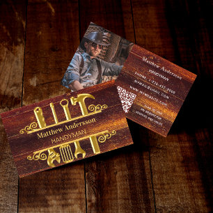 Houtgoudgereedschappen voor thuisreparatie: foto Q Visitekaartje