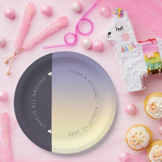 Houtgradiënt bruiloft Indigo Sunset ID741 Papieren Bordje (Feest)