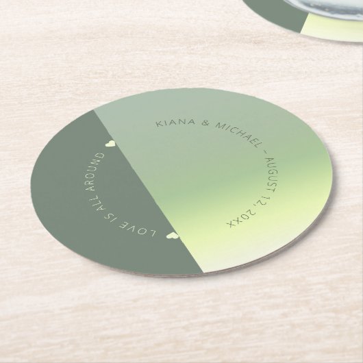 Houtgradiënt bruiloft Lentemweide ID741 Ronde Kartonnen Onderzetter (Gebogen)