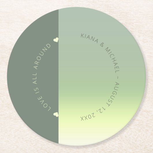 Houtgradiënt bruiloft Lentemweide ID741 Ronde Kartonnen Onderzetter (Voorkant)