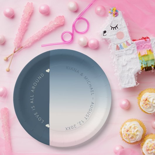 Houtgradiënt bruiloft Prussian Sky ID741 Papieren Bordje (Feest)