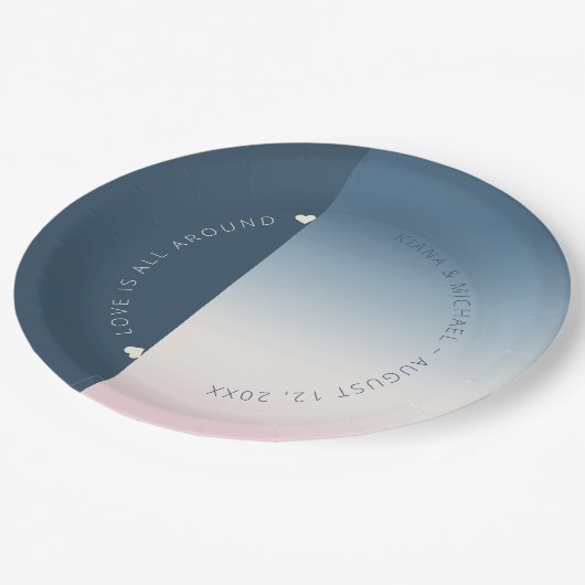 Houtgradiënt bruiloft Prussian Sky ID741 Papieren Bordje (Gekanteld)