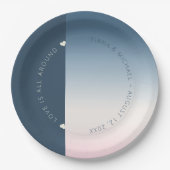 Houtgradiënt bruiloft Prussian Sky ID741 Papieren Bordje (Voorkant)