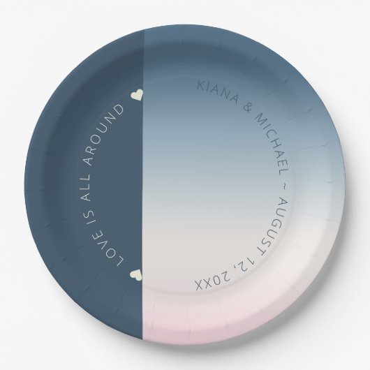 Houtgradiënt bruiloft Prussian Sky ID741 Papieren Bordje (Voorkant)